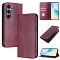 thumbnail image 1 of for Samsung Galaxy S24 FE Wallet Rugged Case, Premium PU Leather RFID Blocking Card Slots Kickstand Classic Full Body Protection Magnetic Function Durable Phone Cover for S24 FE, Winered, 1 of 9