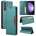 thumbnail image 1 of For Samsung Galaxy S24 Flip Wallet Case,[RFID Blocking]PU Leather Magnetic Folio Cover,With Card Slots,Flip Folding Kickstand,Shockproof TPU Anti-fall Rugged Phone Case Cover,Green, 1 of 9