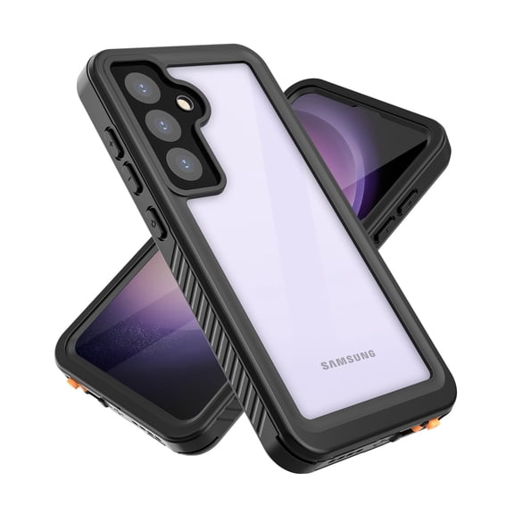 for Samsung Galaxy S24 IP68 Waterproof Case Built-in Screen Protector, Rugged PC Transparent [Not Yellowing Technology] Dustproof Heavy Duty Protective for Samsung S24, Black