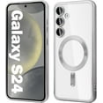 thumbnail image 1 of for Samsung Galaxy S24 Magnetic Clear Case, Compatible with MagSafe, Built-in Camera Lens Protector, Luxury Plating Soft TPU Transparent Shockproof Slim Thin Cover 6.2 inch, Silver, 1 of 12