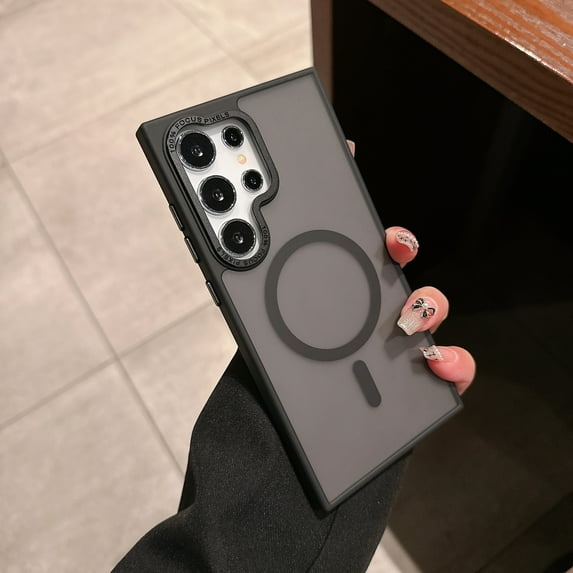 For Samsung Galaxy S24+ Magnetic Phone Case,Compatible with Mag-safe,Skin-feel Matte Translucent Back,Ultra Slim Anti-Scratch Shockproof Protection Non-Slip Rugged Thin Fit Phone Case,Black