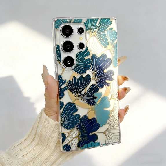 For Samsung Galaxy S24 Magnetic Phone Case,Elegant Floral Print Design,Compatible With Wireless Charging,PC + TPU Hybrid Ultra Slim Shockproof Drop Protection,Anti-Slip Thin Fit Phone Case,D