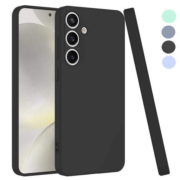 For Samsung Galaxy S24 Phone Case, Ebizware Shockproof Liquid Silicone Case Full-Body Protective Rugged Rubber Slim Cover with Microfiber Lining for Galaxy S24 (Black)