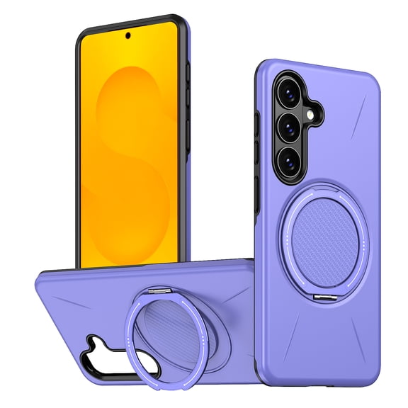 For Samsung Galaxy S24 Phone Case,Matte Skinfeel Back Design,Ultra Slim Shockproof Drop Protection,Compatible with Mag-Safe,With Contractile Ring Kickstand,Anti-fall Rugged Phone Case,Purple