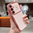 thumbnail image 1 of For Samsung Galaxy S24 Phone Case,Wavy Frame Designing,Love Heart Pattern,Luxury Plating Shockproof Anti-fall Soft TPU Ultra Slim Thin Fit Cute Electroplated Phone Case Cover,Pink, 1 of 9