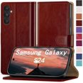 thumbnail image 1 of for Samsung Galaxy S24 Phone case[RFID Blocking Leather],[3 Credit Card Slot] Flip Folio Book Shockproof Protector,Holder Stand Cases,Women Men for Samsung S24 Wallet Cover,Brown, 1 of 11