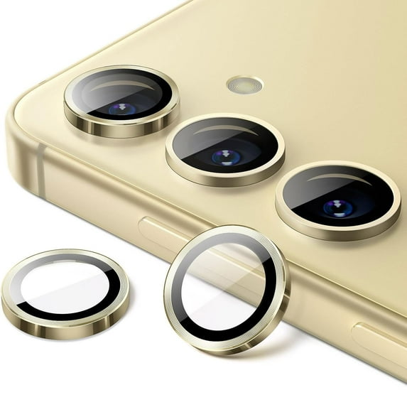 for Samsung Galaxy S24 Plus Camera Lens Protector, 9H Tempered Glass Camera Cover Screen Protector Metal Individual Ring for Samsung Galaxy S24 Plus, Gold