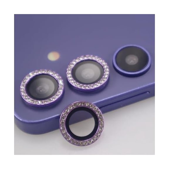 for Samsung Galaxy S24 Plus Camera Lens Protector Bling Glitter Diamond Metal Crystal Tempered Glass Screen Accessories Sparkly Rhinestones Lens Cover for (Purple, S24 Plus)