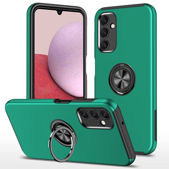 for Samsung Galaxy S24 Plus Case, 360° Rotatable Ring Holder Kickstand Dual Layer Military-Grade Drop Tested Protection Support Car Holder Mount Magnetic Absorbing Bumper Phone Case, Darkgreen