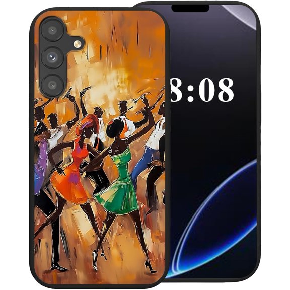 for Samsung Galaxy S24 Plus Case,Black Soft TPU Silicone Shockproof Protection Cover Phone Case for Galaxy S24 Plus 2024 6.7 inch Cute Amusing Pattern | African Dance