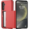 thumbnail image 1 of for Samsung Galaxy S24 Plus Case with Card Holder, Dual Layer Heavy Duty Protective Shockproof Hidden Card Slot Slim Wallet Case for Samsung S24 Plus 5G 6.7 inch (Red), 1 of 17