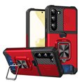 thumbnail image 1 of for Samsung Galaxy S24 Plus Case with Card Holder Slot & Camera Lens Slide Protection & 360 Ring Holder Kickstand, Magnetic Shockproof Rugged Hard Back & TPU Soft Edge Wallet Phone Case,Red, 1 of 7