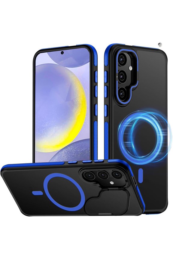 for Samsung Galaxy S24 Plus Case, Compatible with MagSafe, Anty-Slip Grip,Military-Grade Protective, Adjustable Kickstand Phone Case, Magnetic Case (Blue)