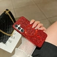 thumbnail image 1 of For Samsung Galaxy S24 Plus Case Glitter, Clear Magnetic Case with Camera Lens Protector [Compatible with MagSafe] Bling Sparkle Plating Soft TPU Slim Shockproof Protective Cover Women,Red, 1 of 5