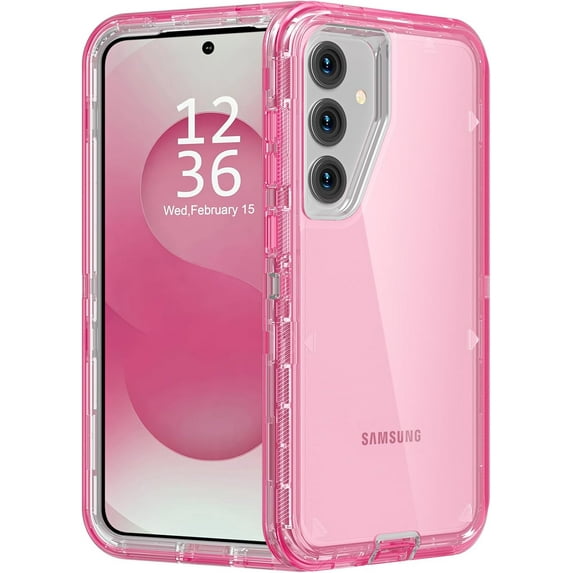 For Samsung Galaxy S24 Plus Case, Heavy Duty Shockproof Protection Phone Cases, Anti-Drop, Dual Layer Transparent Protective Cover Compatible with Samsung Galaxy S24 Plus 6.7 inch, Crystal Pink