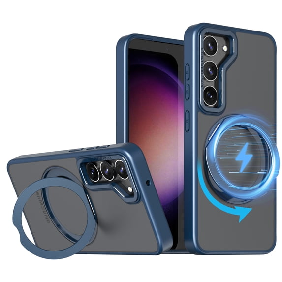 For Samsung Galaxy S24+ Plus Case, Military Grade Shockproof Compatible with Magsafe Rotating Stand Bumper Drop Protection Phone Case Cover for Samsung Galaxy S24+, Blue