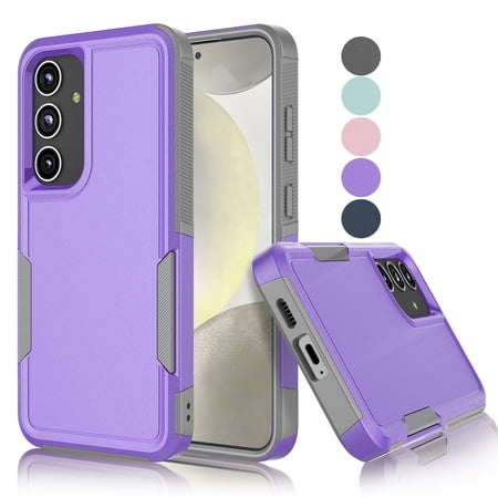 Samsung Galaxy S24 Plus Case ,Sturdy Phone Case for Galaxy S24 2024 6.7 inch ,Tekcoo Shockproof Protection Heavy Duty Armor Hard Plastic & Rubber Rugged Bumper 2-in-1 Case Cover -Purple