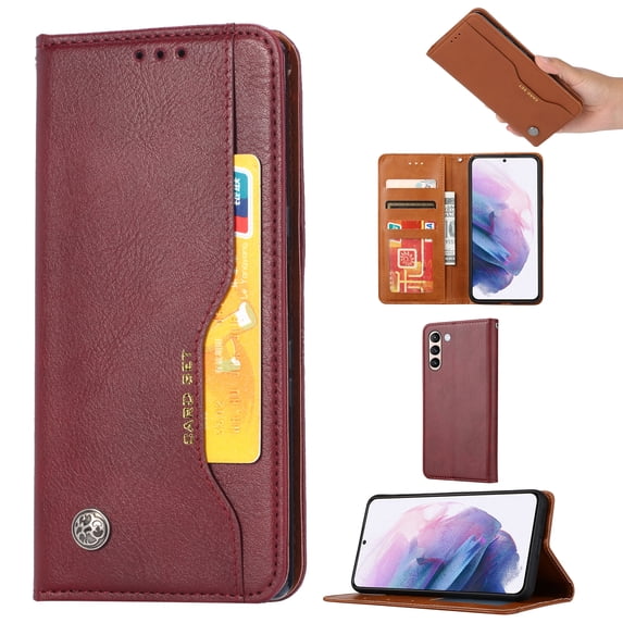 for Samsung Galaxy S24 Plus Case Wallet, Business Design with Card Slot Photo Kickstand Magnetic Soft PU Leather Flip Fold Case for Samsung Galaxy S24 Plus Wallet Case,Winered