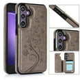 thumbnail image 1 of for Samsung Galaxy S24 Plus Case Wallet with Card Holder, Floral Flower Pattern Back Flip Folio PU Leather Kickstand Card Slots Case for Women Girls, Double Magnetic Clasp Shockproof Cover, Gray, 1 of 9
