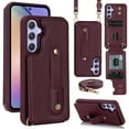 thumbnail image 1 of for Samsung Galaxy S24 Plus Case, Wallet Case Lanyard Neck Strap with Kickstand Leather Card Holder Adjustable Detachable Necklace, Phone Protective Back Cover for Samsung Galaxy S24 Plus, Purple, 1 of 8