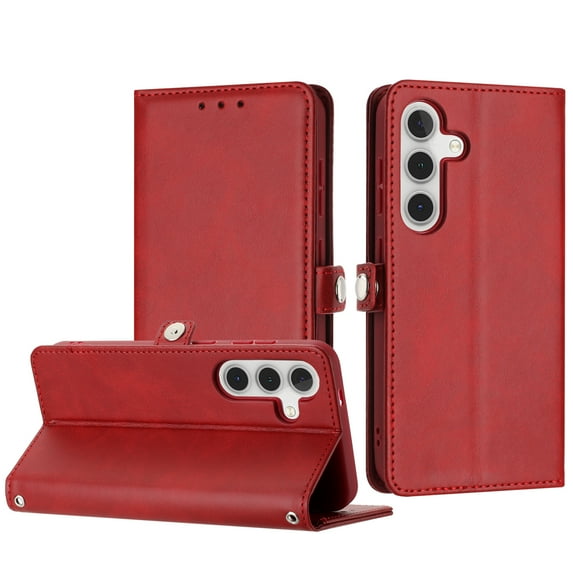 Samsung Galaxy S24 Plus Case, Wallet Multiple Compartments Full Protection Red
