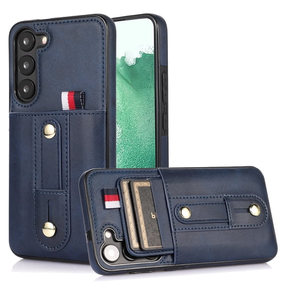 for Samsung Galaxy S24 Plus Case Wallet with Slide Credit Card Holder, Flip Premium PU Leather Hidden Kickstand Classic Retro Heavy Duty Protective Cover for Samsung Galaxy S24 Plus,Blue