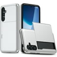 thumbnail image 1 of For Samsung Galaxy S24 Plus Case Wallet with Slide Hidden Card Holder Slot Slim Dual Layer Heavy Duty Shockproof Hard PC Hybrid TPU Phone Case Kickstand Protective Cover,White, 1 of 9