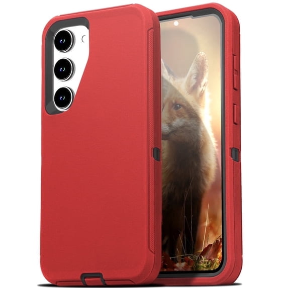 For Samsung Galaxy S24 Plus / Galaxy S25 Plus Case Shockproof Dust / Drop proof Heavy Duty Rugged Protectie Cover 3 in 1 Layers Case For Galaxy S24 Plus S25 Plus 6.7'' Red