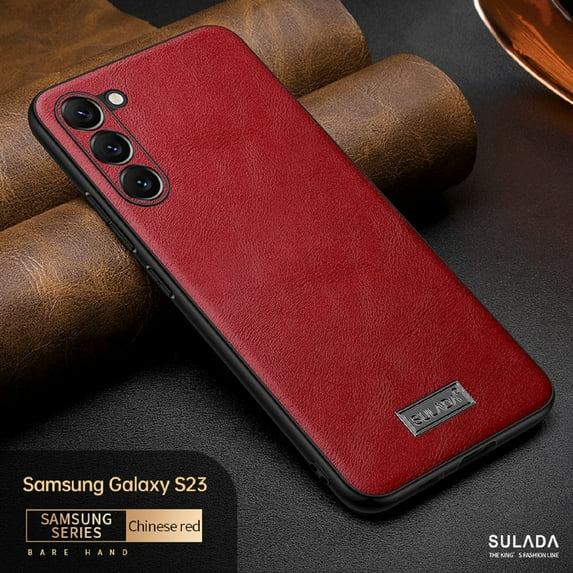 for Samsung Galaxy S24 Plus Leather Case Wireless Charging, Slim Luxury Classic PU Non-Slip Grip Rugged Bumper Shockproof Protective Cover Men Women Phone Cases for Samsung Galaxy S24 Plus,Red