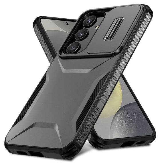 for Samsung Galaxy S24 Plus, Luxury Sliding Camera Cover Soft TPU + Hard PC Shockproof Drop Protective Hybrid Stylish Ultra Slim Frosted Anti-slip Grip Case for Samsung Galaxy S24 Plus, Black