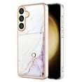thumbnail image 1 of For Samsung Galaxy S24 Plus Marble Patterned Case with Card Holder, Back Folio Kickstand PU Leather + Soft Crystal Bumper Edge, Magnetic Clasp Back Cover For Samsung Galaxy S24 Plus,Lightpurple, 1 of 7