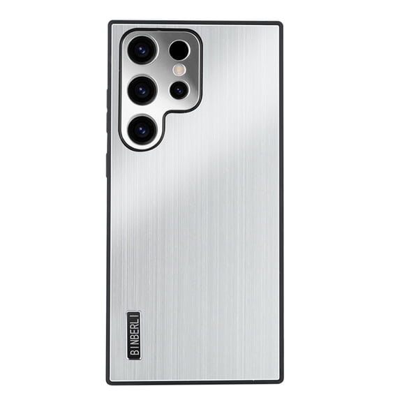 for Samsung Galaxy S24 Plus Metal Back Case, Luxury Anti-fingerprint Drop Protective Anti-Scratch Shockproof Thin Fit TPU Frame Phone Case Cover for Samsung Galaxy S24 Plus, Silver