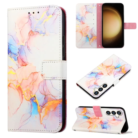 for Samsung Galaxy S24 Plus PU Leather Wallet case, Marble Pattern Credit Card Holder,Flip Folio Book Kickstand Cover Women Men with Long + Short Strap for Samsung Galaxy S24 Plus, Colored