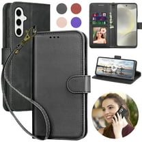 For Samsung Galaxy S24 Plus Phone Case, Ebizware Galaxy S24 Plus RFID Blocking Leather Wallet Case for Women Men with Card Holder Slots and Lanyard Magnetic Flip Kickstand Cover [Black]