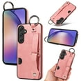 thumbnail image 1 of for Samsung Galaxy S24 Plus Wallet Case with Card Holder, Hand Wrist Strap Loop Holder Kickstand, Finger Grip Ring Buckle PU Leather Double Buttons Shockproof Cover for Samsung Galaxy S24 Plus, Pink, 1 of 10