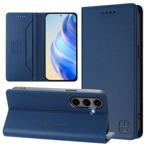 for Samsung Galaxy S24 Plus Wallet Case PU Leather Folio Flip Cover with RFID Blocking Credit Card Holder, Kickstand Protective Shockproof Cover for Samsung Galaxy S24 Plus Purse Case, Darkblue