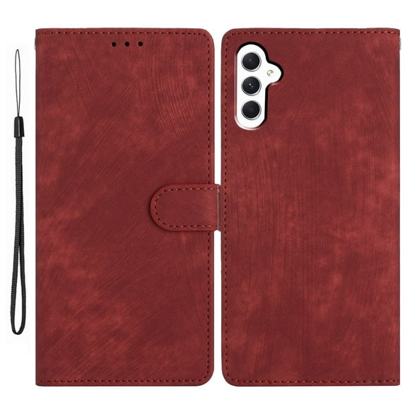 for Samsung Galaxy S24 Plus Wallet Case, Premium PU Leather Card/Photo Slots Shockproof Classic with Wrist Strap Cash Pocket Wallet Purse Slim Flip Case Cover for Samsung Galaxy S24 Plus, Winered