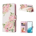 thumbnail image 1 of For Samsung Galaxy S24 Plus Wallet Case, Stylish Flowers Pattern PU Leather Cover with Wrist Strap & Card Slots, Kickstand Magnetic Closure Shockproof Slim Case for Women Girls, Rose Flower, 1 of 9