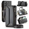 thumbnail image 1 of for Samsung Galaxy S24 Rugged Case, Classic PU Leather Shoulder Strap Wrist Strap Zipper Pocket RFID Blocking Wireless Charging Kickstand Case Cover for Samsung Galaxy S24, Black, 1 of 10