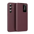 thumbnail image 1 of for Samsung Galaxy S24 Smart Wallet Phone Case, Protective Cover with Smart Small Screen View, Finger Tap Control, Slim Design, Card Holder Pocket, PU Leather Flip Cover, Red, 1 of 7
