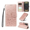 thumbnail image 1 of For Samsung Galaxy S24 Ultra 5G Litter Dog Embossing Leather Phone Case with RFID Blocking Card Slot Wallet Magnetic Clasp Lanyard Flip Stand Case,Pink,For Galaxy S24 Ultra 5G, 1 of 8