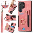 thumbnail image 1 of for Samsung Galaxy S24 Ultra 5G Phone Case Wallet with Card Holder,PU Leather Flip Folio Case,RFID Blocking Ring Holder Kickstand Wrist Strap Magnetic Protective Women Men Cover,Pink, 1 of 11