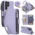 thumbnail image 1 of For Samsung Galaxy S24 Ultra 5G RFID Blocking Wallet Case, Crossbody Purse Phone Case with 9 Card Slots, Zipper Pocket & Detachable Strap,Purple,For Galaxy S24 Ultra 5G, 1 of 9