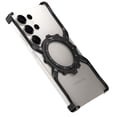 thumbnail image 1 of for Samsung Galaxy S24 Ultra Aluminum Metal Bumper with Magnetic Ring 360° Rotating Kickstand - Frameless Design, 4 Corner Drop Protection, Compatible with MagSafe & Adjustable Phone Stand,Black, 1 of 11