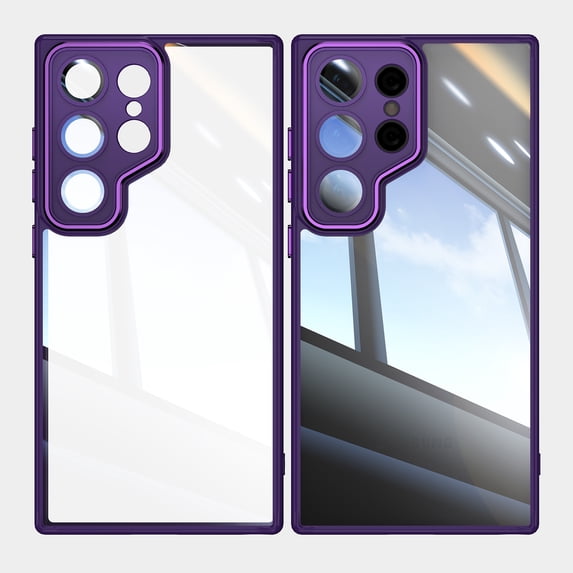 for Samsung Galaxy S24 Ultra Anti-Scratch Back Case, Luxury Clear Back Shockproof Drop Protective Ultra Slim Lightweight Anti-Yellowing Anti-Scratch Phone Case Cover for Galaxy S24 Ultra, Darkpurple