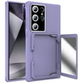 thumbnail image 1 of for Samsung Galaxy S24 Ultra Back Case with Credit Card Holder & Hidden Mirror, Two Layer Shockproof Heavy Duty Protection Cover Protective Anti-Scratch Silicone Hard PC Case - Lightpurple, 1 of 6