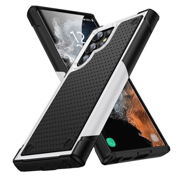 for Samsung Galaxy S24 Ultra Back Case, Luxury Hybrid TPU + PC Shockproof Protective Slim Fit Lightweight Durable Anti-falling Thin Phone Case Cover for Samsung Galaxy S24 Ultra, White