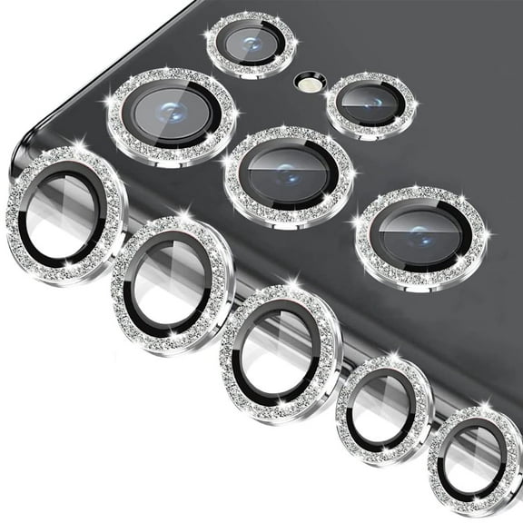 for Samsung Galaxy S24 Ultra Camera Lens Protector, 9H Tempered Glass Anti-Scratch Metal Ring Camera Screen Protector, for Samsung Galaxy S24 Ultra, Silver