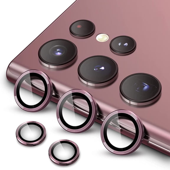for Samsung Galaxy S24 Ultra Camera Lens Protector, 9H Tempered Glass Camera Cover Screen Protector Metal Individual Ring for Samsung Galaxy S24 Ultra, Red