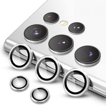 for Samsung Galaxy S24 Ultra Camera Lens Protector, 9H Tempered Glass Camera Cover Screen Protector Metal Individual Ring for Samsung Galaxy S24 Ultra, Silver
